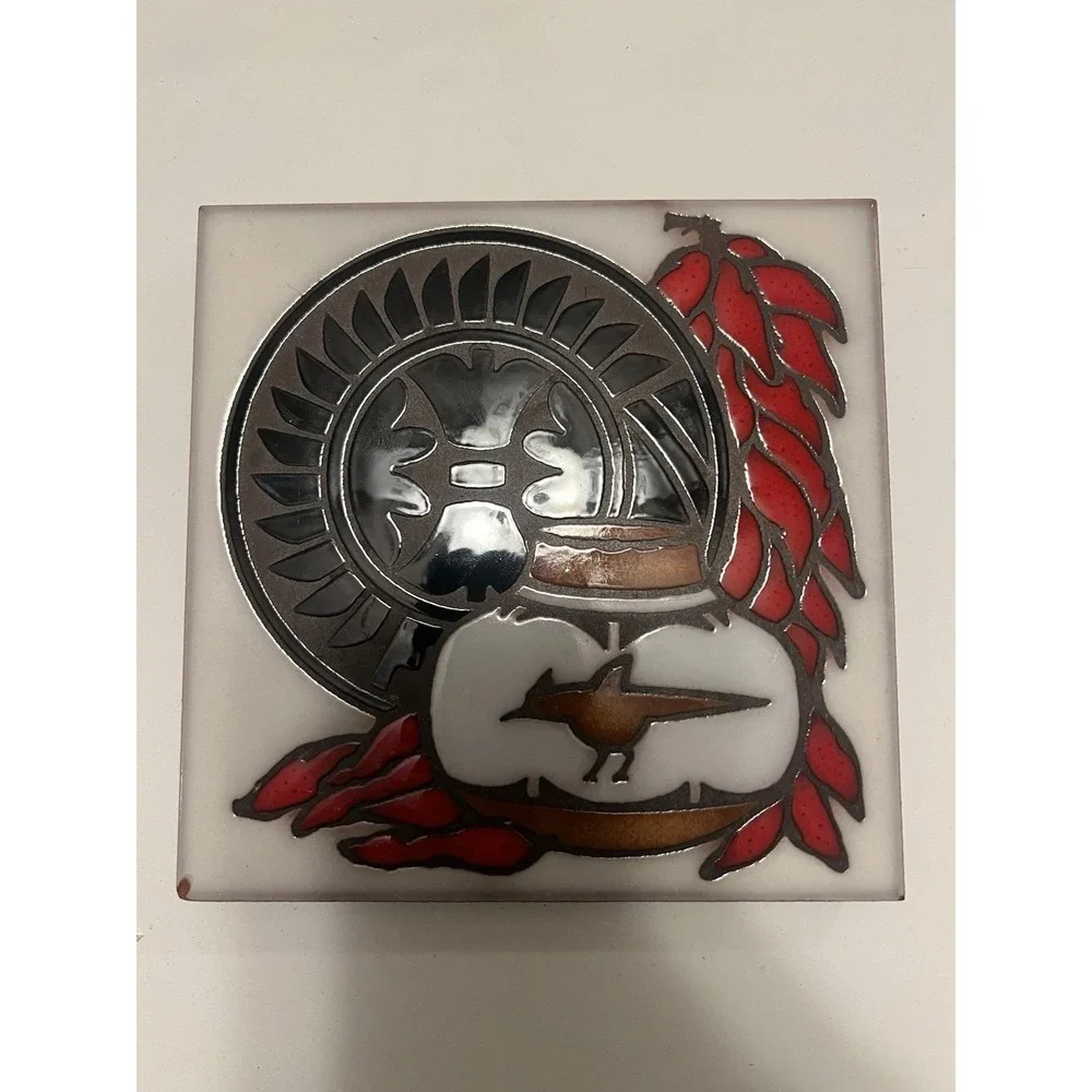 Masterworks Ceramic Art Tile Trivet‎ Coaster Chili Peppers made in USA